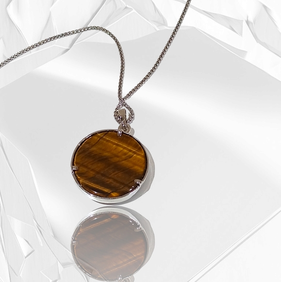 Stainless Steel Necklace Reversible Tree Of Life/Tiger's Eye Gemstone Pendant - Picture 14 of 16